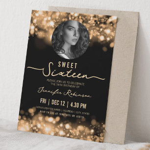 Invitation PHOTO Lumières scintillantes Douce 16e anniversair