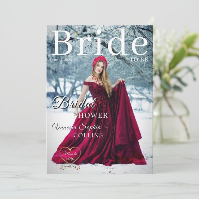 Invitation Photo Magazine Cover Bridal Shower (Debout devant)