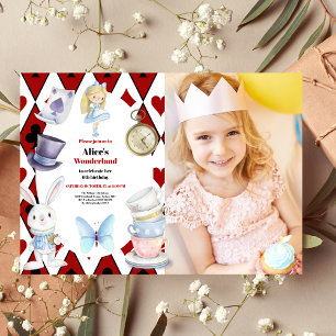 Invitation Photo Magique Alice au pays des merveilles Anniver