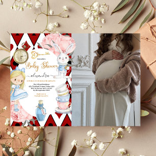 Invitation Photo Magique Alice dans le Baby shower Wonderland
