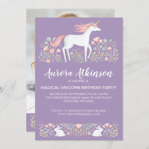 Invitation Photo magique Unicorn fête d'anniversaire