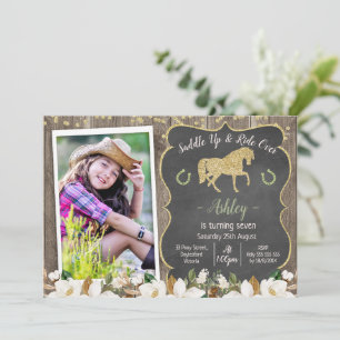 Invitation Photo Magnolia Floral Parties scintillant Horse An