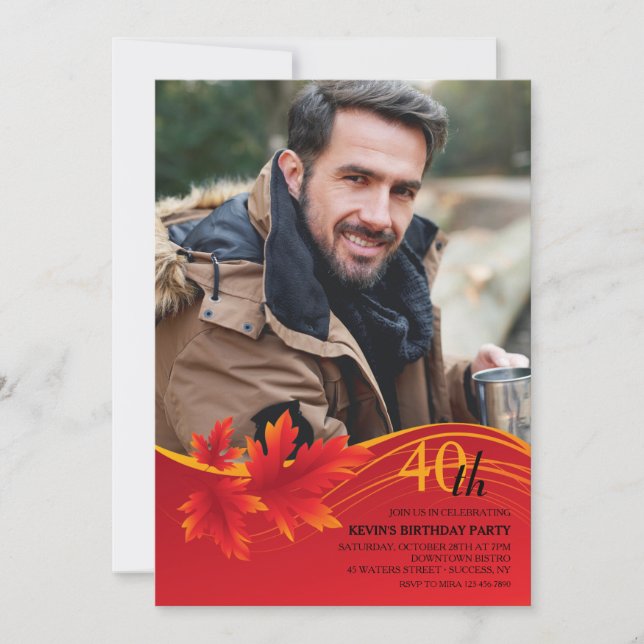 Invitation Photo Maple Leaf (Devant)