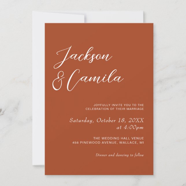 Invitation Photo Mariage Automnal Terracotta (Devant)
