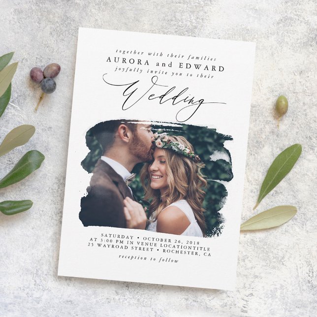 Invitation photo Mariage Boho moderne et élégant (Elegant Wedding Photo Invitations)