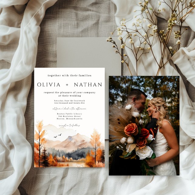 Invitation Photo Mariage de la montagne Fall (Créateur téléchargé)