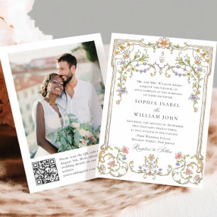 Invitation Photo Mariage de l'Ornat victorien Grace Floral Fr