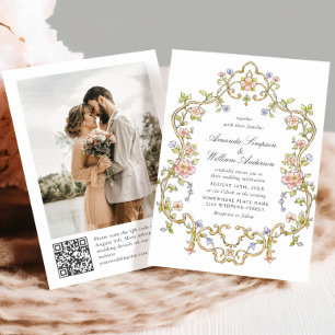 Invitation Photo Mariage de l'Ornat victorien Grace Floral Fr