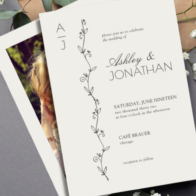 Invitation Photo Mariage du diviseur botanique moderne (Créateur téléchargé)