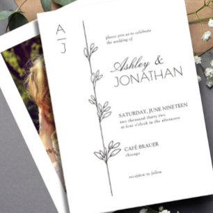 Invitation Photo Mariage du diviseur botanique moderne