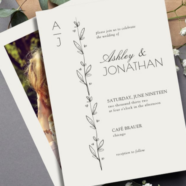 Invitation Photo Mariage du diviseur botanique moderne (Créateur téléchargé)