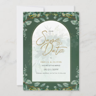 Invitation PHOTO Mariage Économisez la Date Rustique Botaniqu