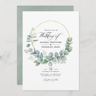 Invitation Photo Mariage géométrique Eucalyptus de la taille