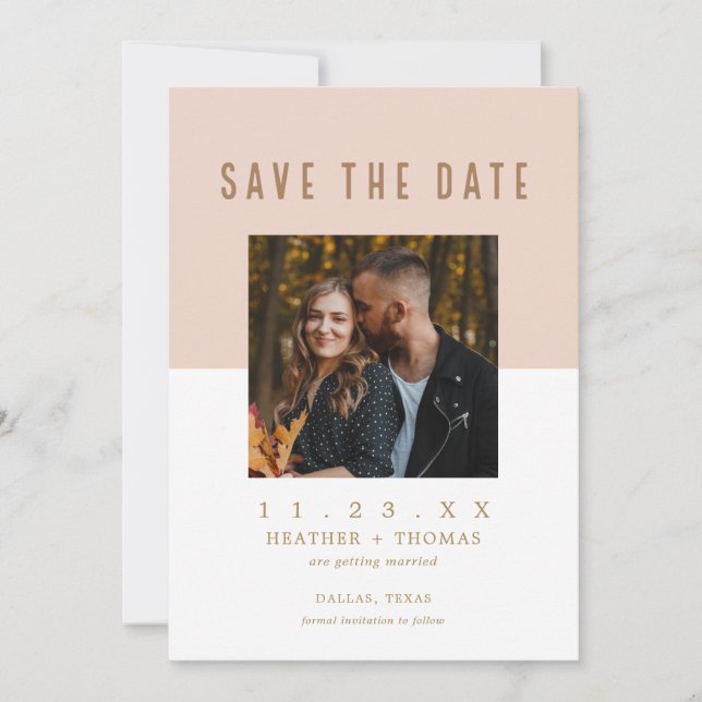 Invitation Photo Mariage Moderne Enregistrer Les Dates Invita (Devant)