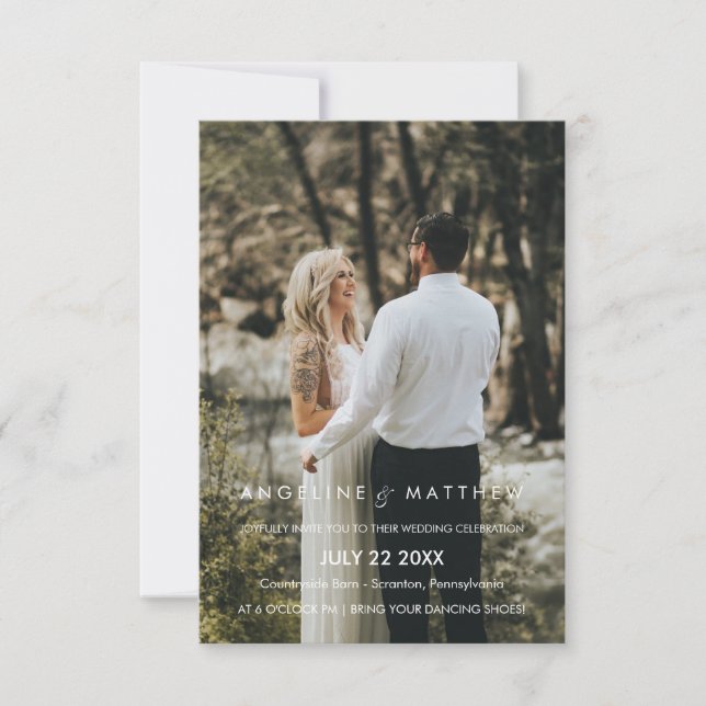 Invitation photo Mariage moderne et minimal (Devant)