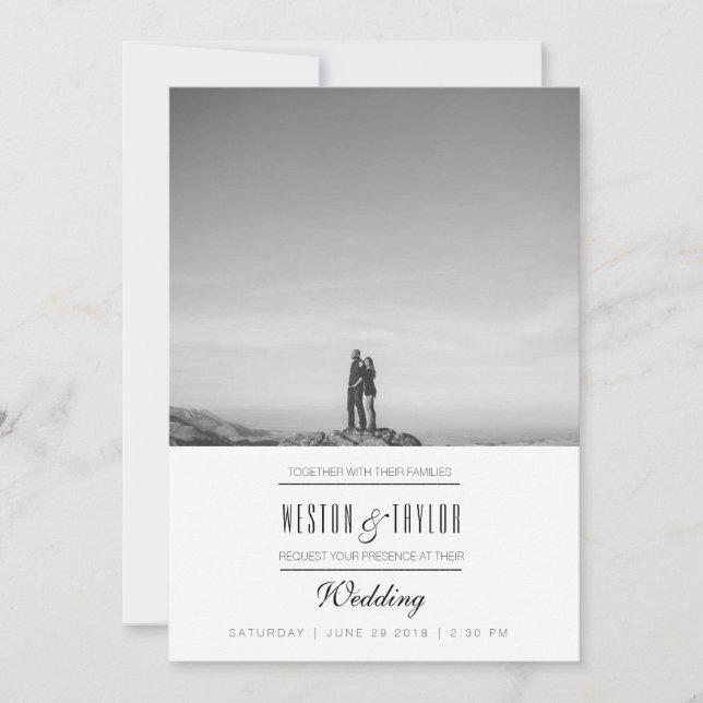 Invitation photo Mariage moderne et minimal (Devant)
