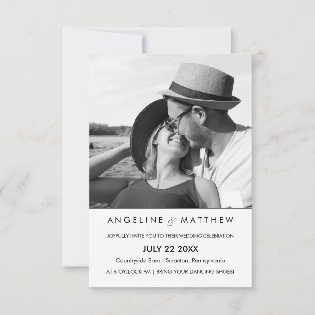 Invitation photo Mariage moderne et minimal (Devant)