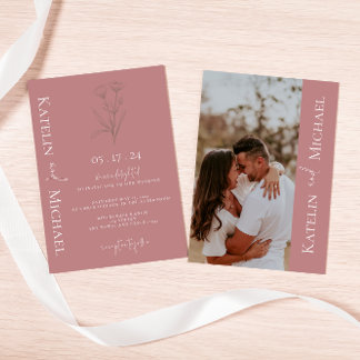 Invitation Photo Mariage moderne Mauve