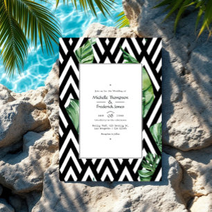 Invitation Photo Mariage moderne Tropical Chevron