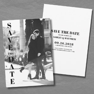Invitation Photo Mariage Noir Blanc Save The Date
