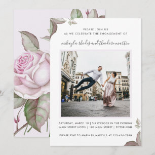 Invitation photo Mariage Rose violet Fiançailles