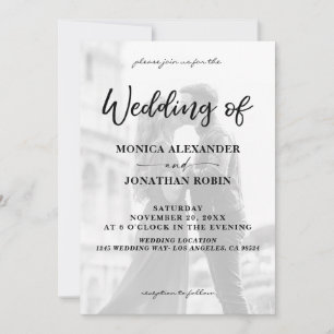 Invitation Photo Mariage Vertical 2 Moderne en N&B