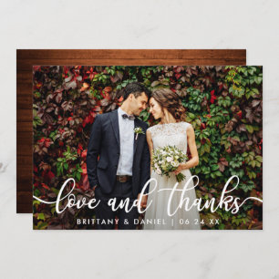 Invitation Photo mariage Wood Love and Thanks Card