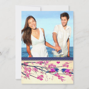 Invitation Photo marocaine Inséparable de la Marine rose ceri