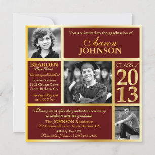 Invitation photo Maroon and Gold H