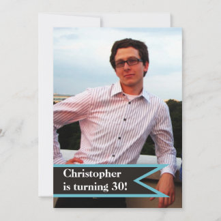 Invitation Photo masculine moderne de 30e anniversaire simple