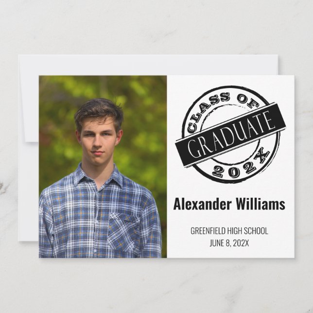 Invitation Photo masculine moderne Grad Grad Graduation Party (Devant)