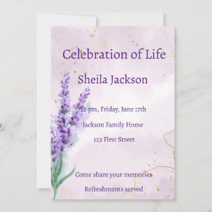 Invitation Photo Memorial Custom Lavande fleur de jardin