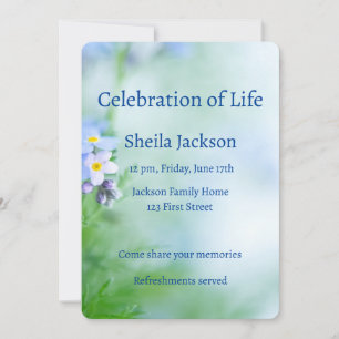 Invitation Photo Memorial Custom Oubliez-moi-pas Fleurs