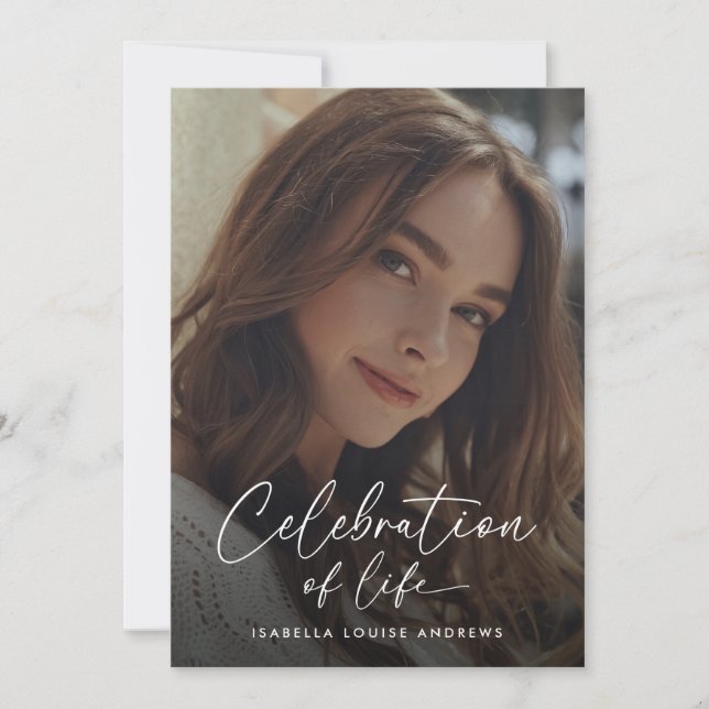 Invitation Photo Mémorial Moderne Simple célébration de la vi (Devant)