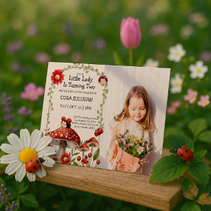 Invitation Photo mignonne Notre Petite Fille Ladybug Annivers