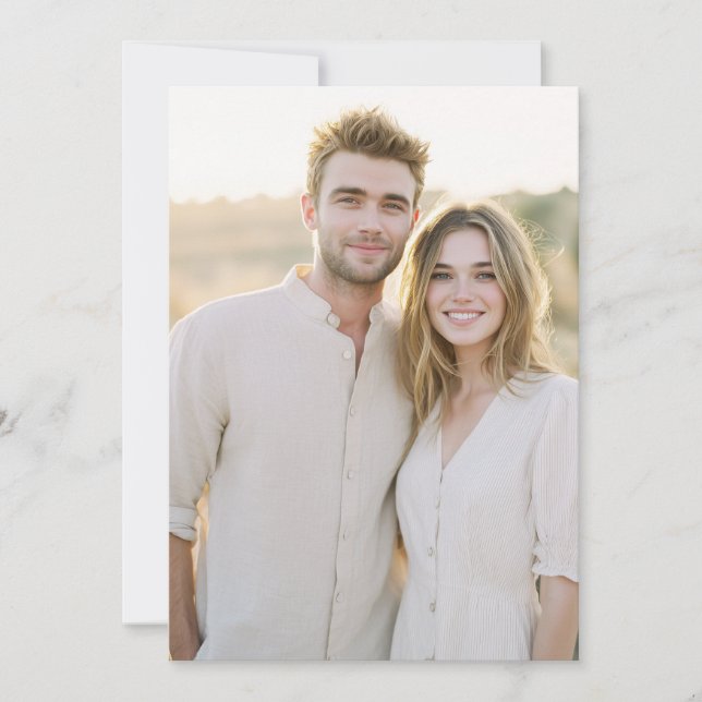 Invitation Photo Minimaliste Beige Romantique (Devant)