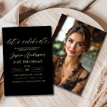 Invitation Photo minimaliste Black Gold 21e anniversaire<br><div class="desc">Célébrez 21 ans de style avec un script minimaliste Invitation d'anniversaire noir et or! Avec des accents noirs et or élégants, une typographie de script élégante et un design épuré et moderne, cette invitation donne le ton d'une célébration sophistiquée. Parfait pour tous les lieux, des salons chic aux réunions intimes,...</div>
