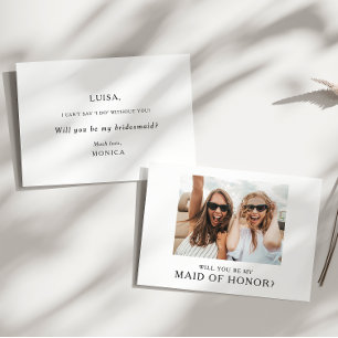 Invitation Photo minimaliste classique Maid of Honor Proposit
