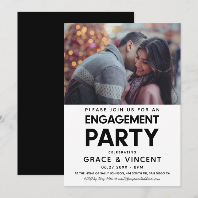 Invitation photo minimaliste de la partie Engageme (Devant / Derrière)