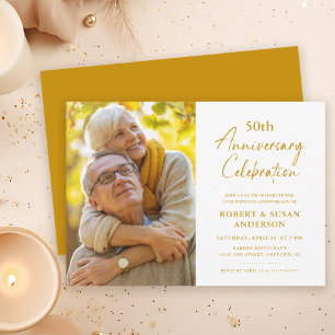 Invitation Photo minimaliste du 50e anniversaire du Mariage