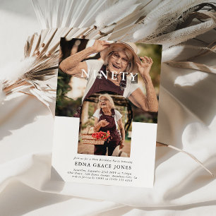 Invitation Photo minimaliste élégante NINETY 90e anniversaire