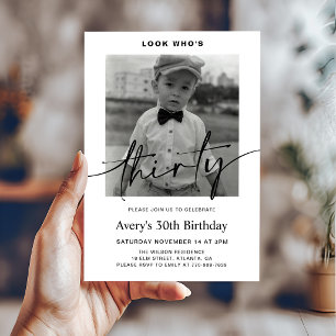 Invitation Photo minimaliste homme 30e anniversaire