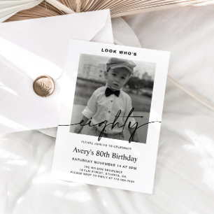 Invitation Photo minimaliste homme 80e anniversaire
