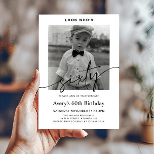Invitation Photo minimaliste homme moderne 60e anniversaire