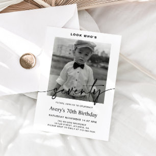 Invitation Photo minimaliste homme moderne 70e anniversaire