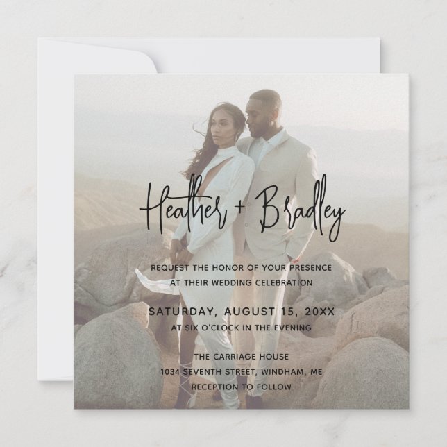 Invitation Photo minimaliste Mariage moderne (Devant)