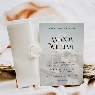 Invitation Photo minimaliste Mariage simple noir et blanc