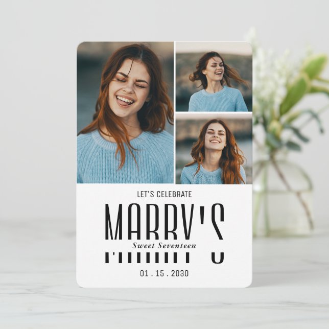 Invitation photo minimaliste moderne (Debout devant)