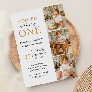 Invitation Photo minimaliste moderne 1er anniversaire