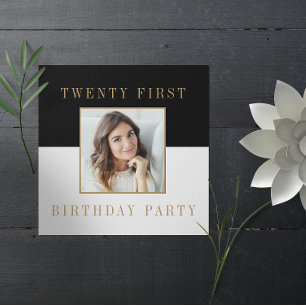 Invitation Photo minimaliste moderne 21e anniversaire